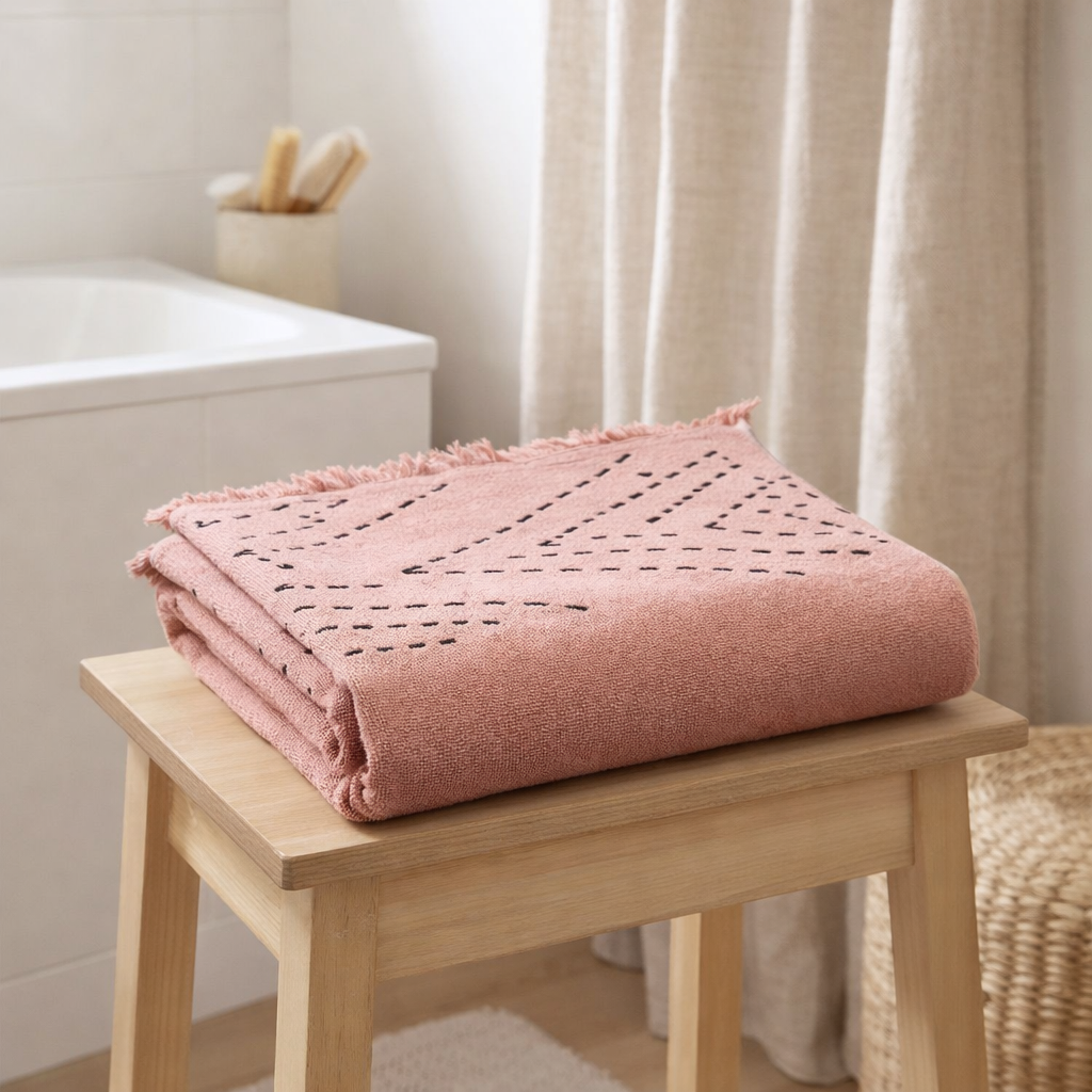 Drap de bain Julia Blush 90 x 150 en situation