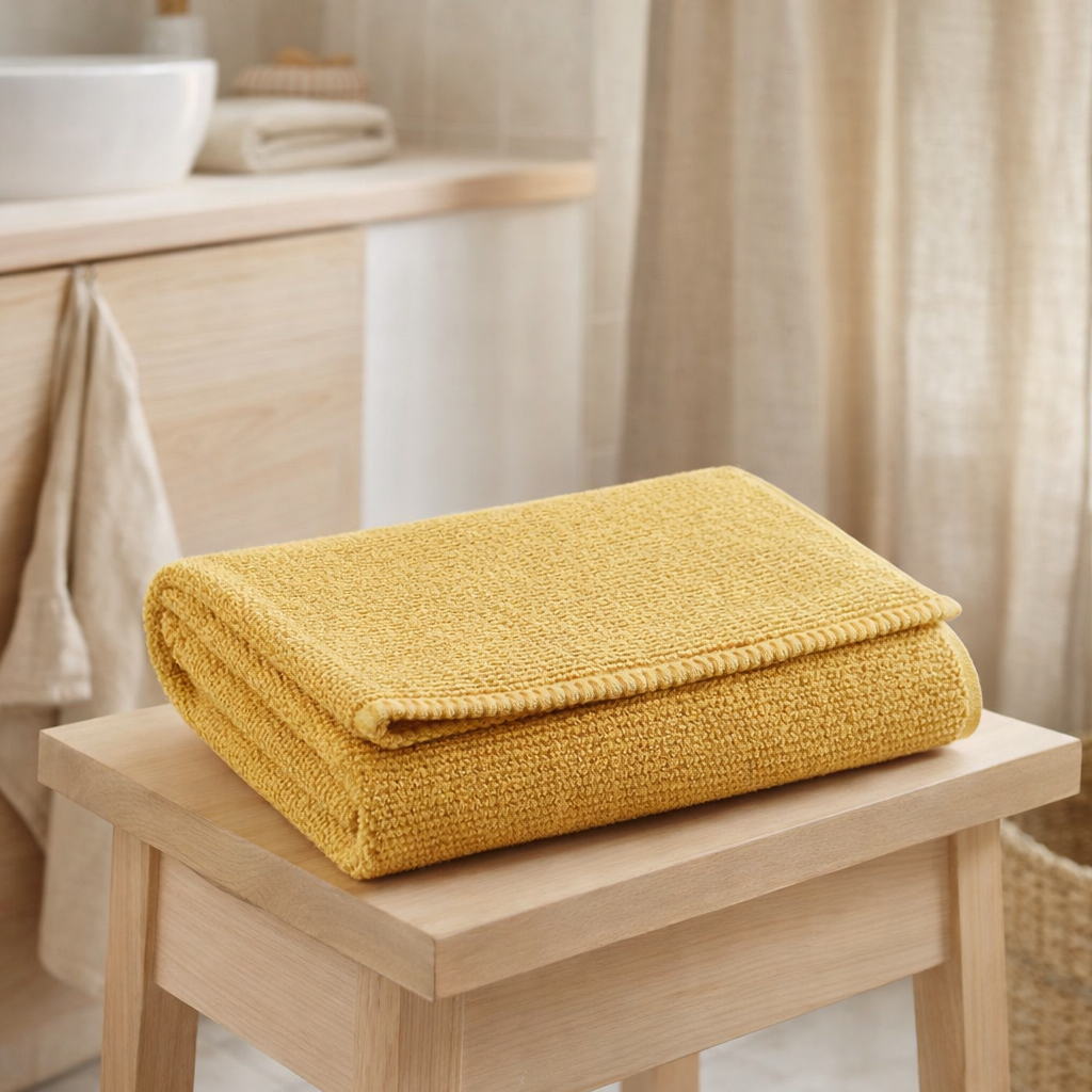 Drap de douche Bora Curry 70 x 130 en situation