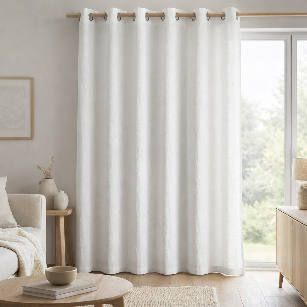 Rideau Stonewashed Zeff Blanc 140 x 280 en situation