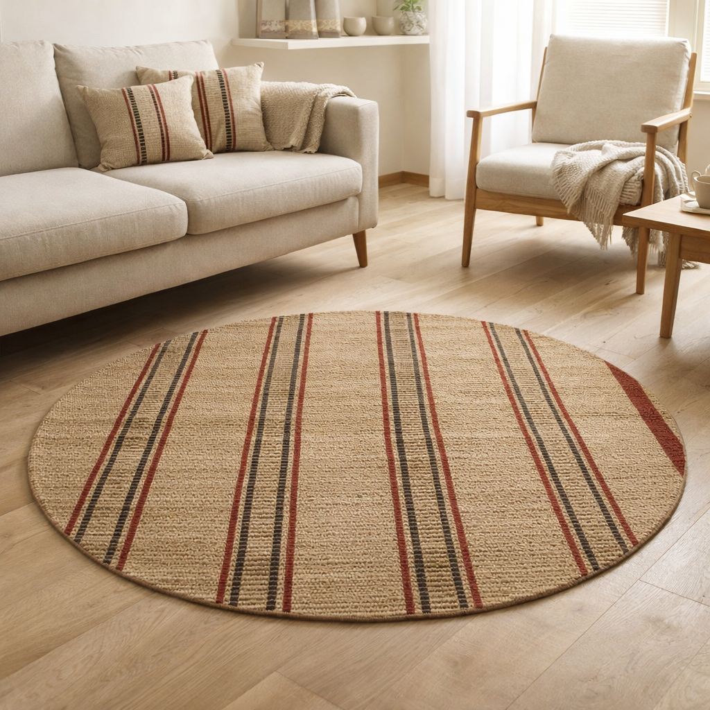 Tapis Eden Groseille diamètre 160 en situation