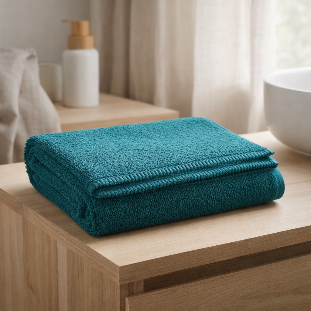 Drap de douche Bora Paon 70 x 130 en situation