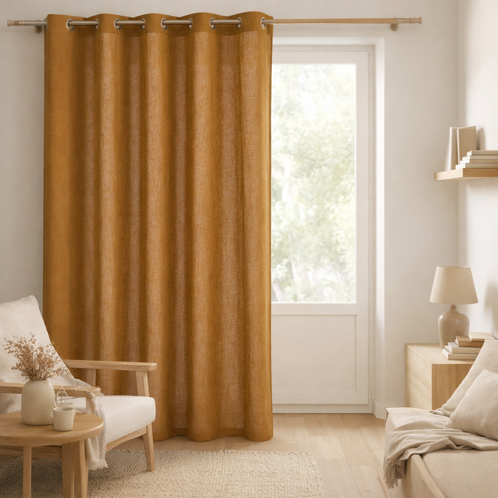 Rideau stonewashed Zeff Bronze 140 x 280 en situation