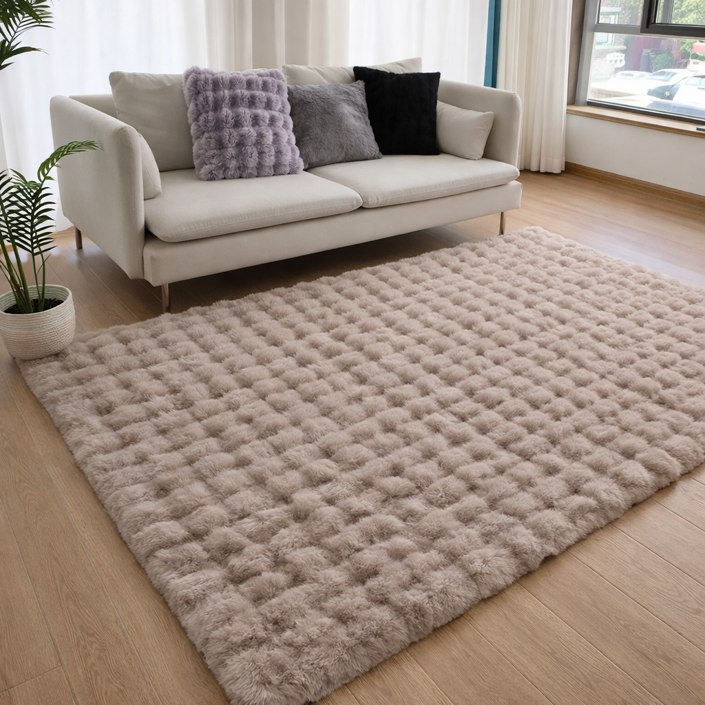 Tapis Moelleux 3D Taupe 200x290CM en situation