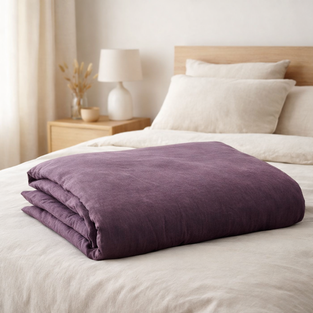 Housse de couette stonewashed Zeff Raisin 240 x 220 en situation