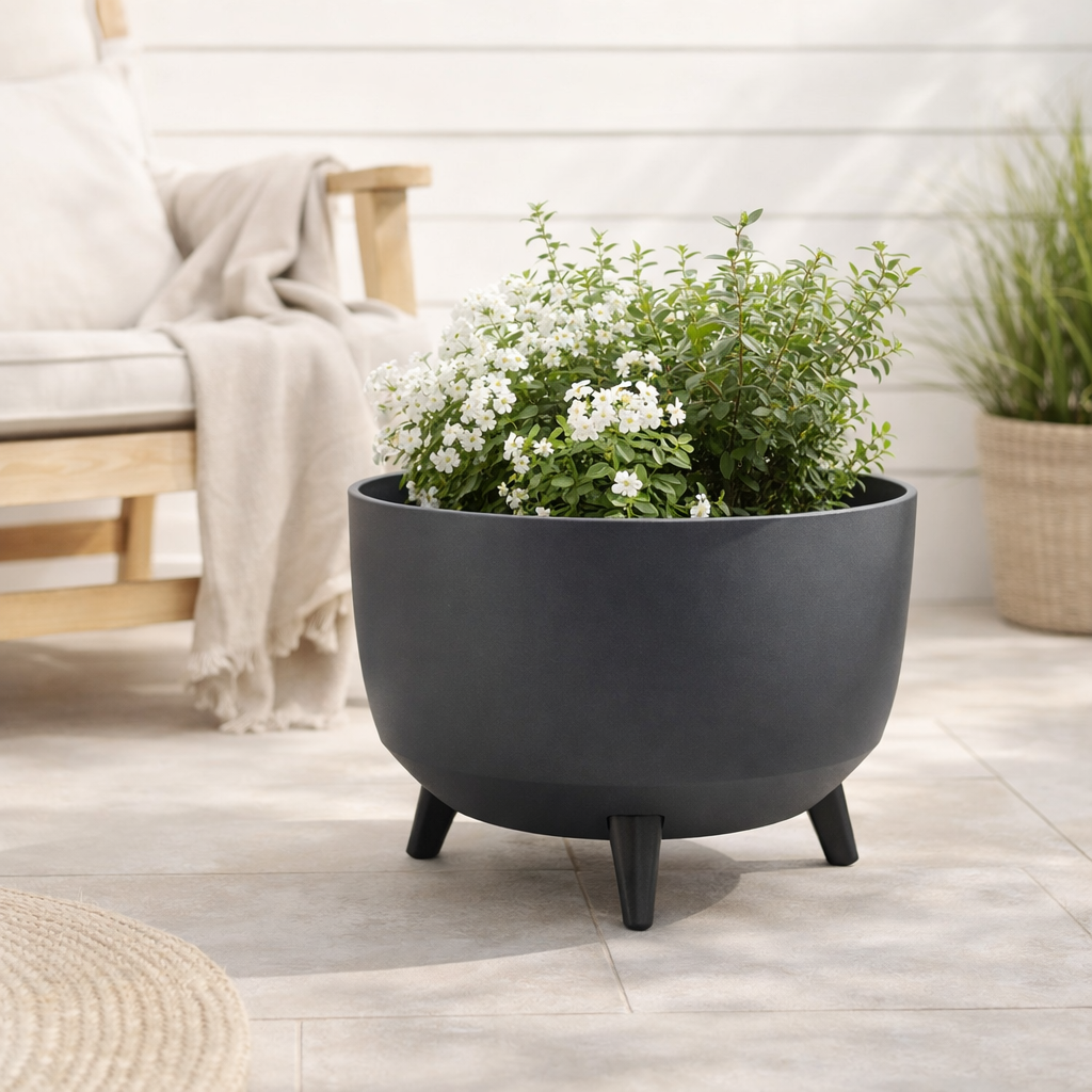 Jardinière d'extérieur Doppio Anthracite en situation