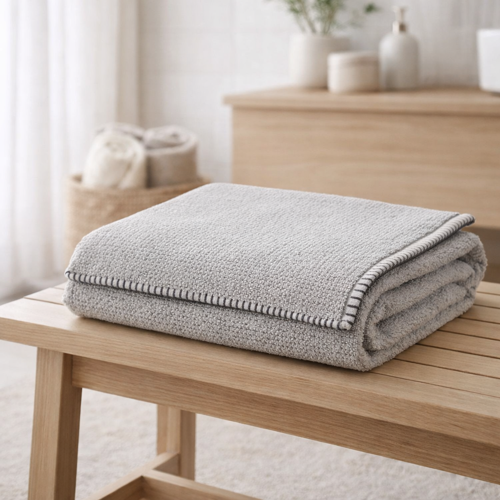 Drap de douche Bora Perle 70 x 130 en situation
