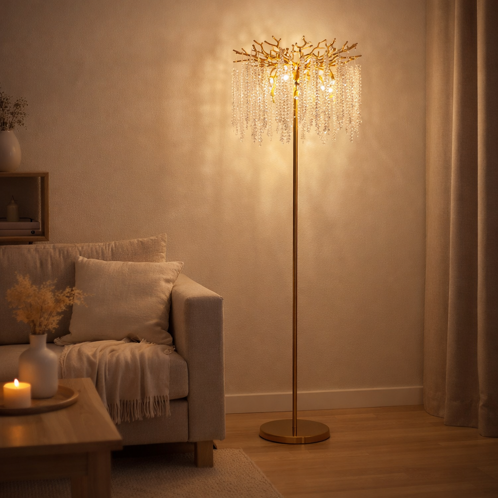 Lampadaire Gros Gold | 40x150 cm en situation