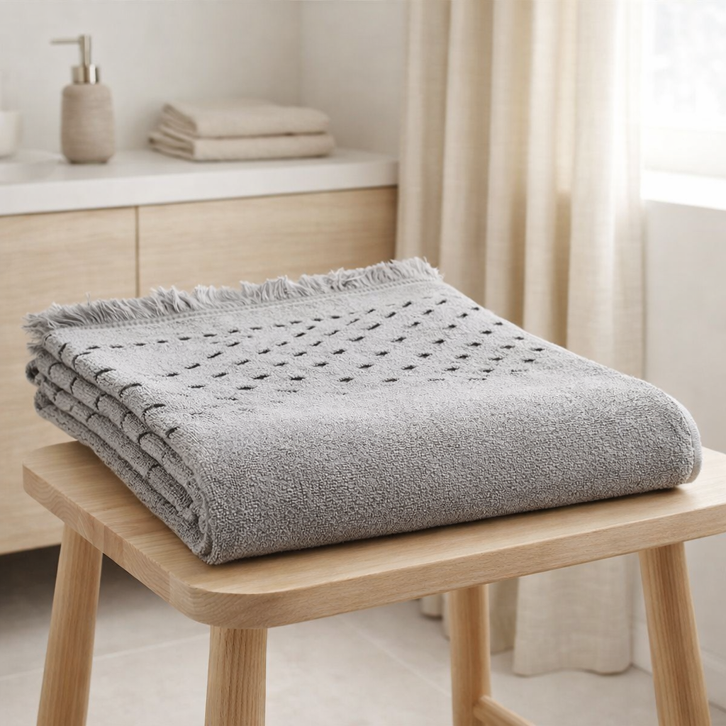 Drap de douche Julia Gris 70 x 140 en situation