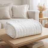 Plaid stonewashed Swami Blanc 130 x 200 en situation