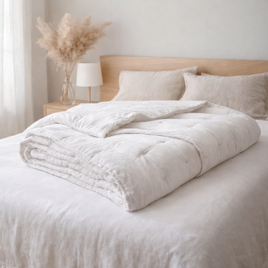 Jeté Stonewashed Zeff Blanc 240 x 260 en situation