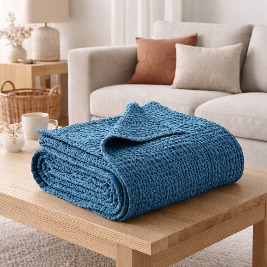 Plaid stonewashed Tana Touareg 140 x 200 en situation
