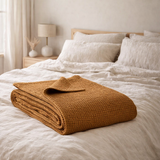 Jeté de lit stonewashed Maia Bronze 180 x 260 en situation