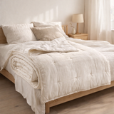 Jeté de lit Stonewashed Zeff Craie 180 x 260 en situation