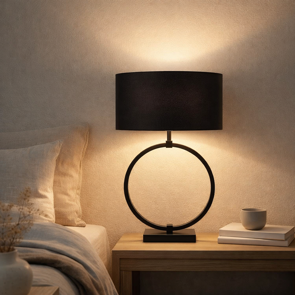 Lampe annulaire Noir L en situation