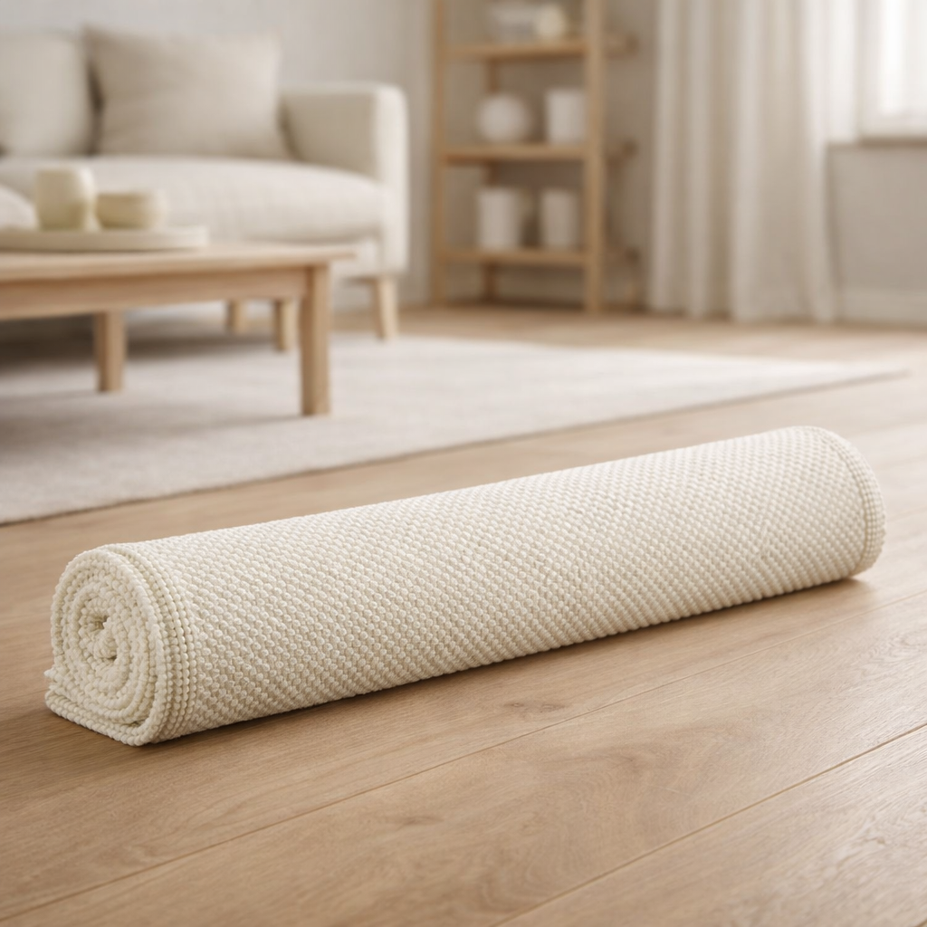 Tapis de bain uni Etia Craie 54 x 64 en situation