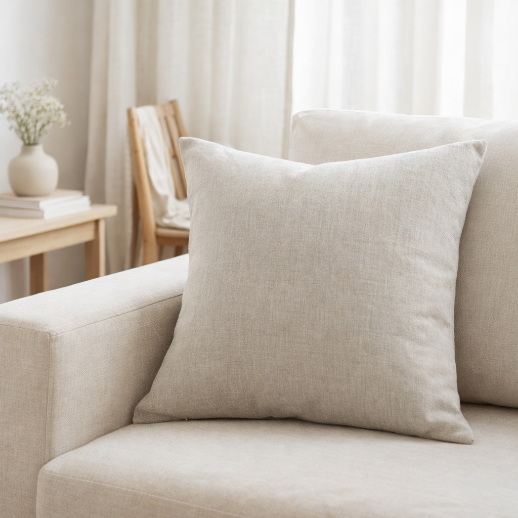 Coussin uni Zeff Craie 45 x 45 en situation