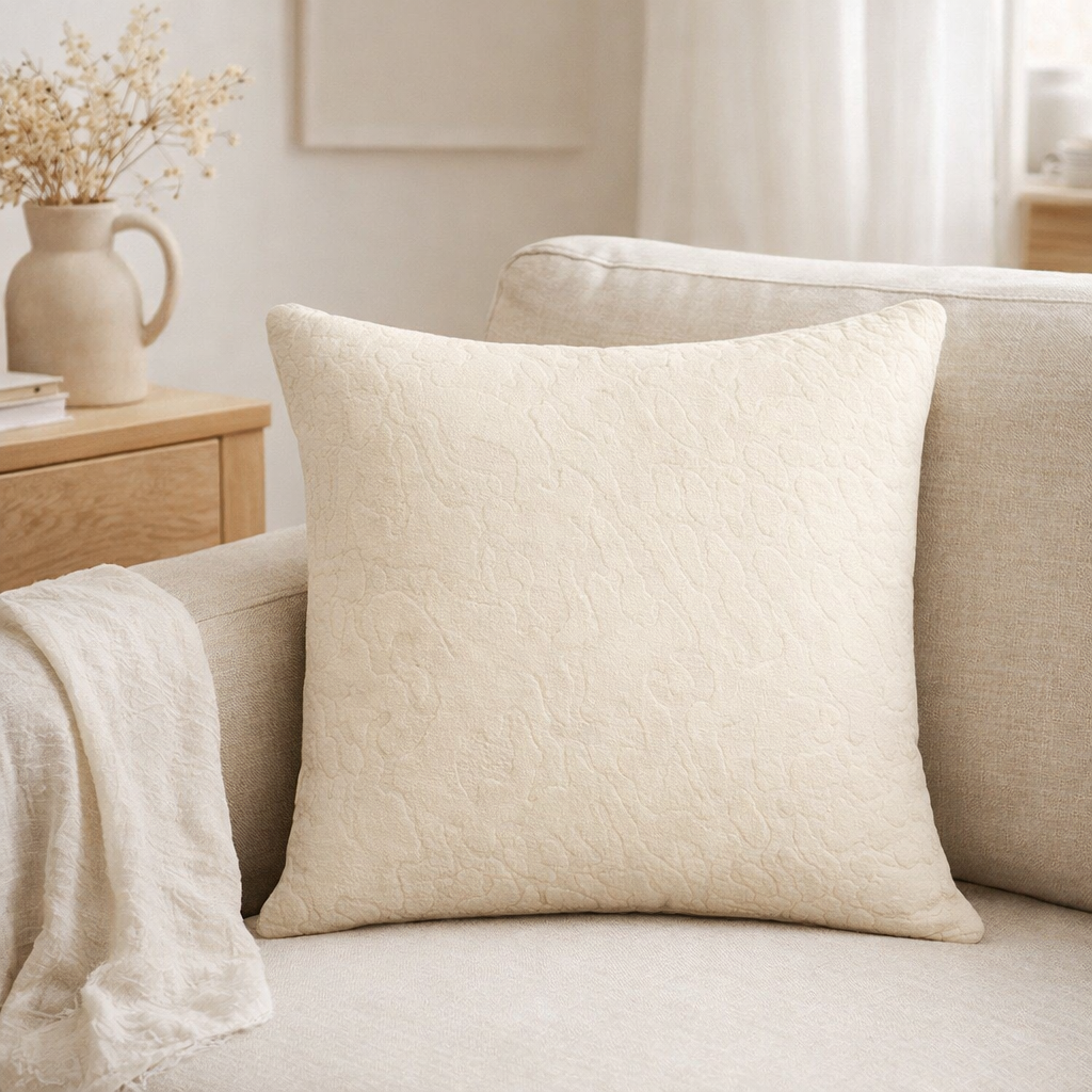 Coussin Inès Crème 45 x 45 en situation
