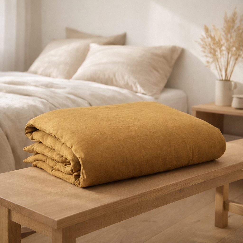 Housse de couette stonewashed Zeff Bronze 260 x 240 en situation