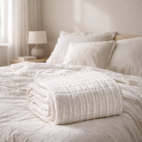 Couvre-lit stonewashed Swami Blanc 180 x 260 en situation