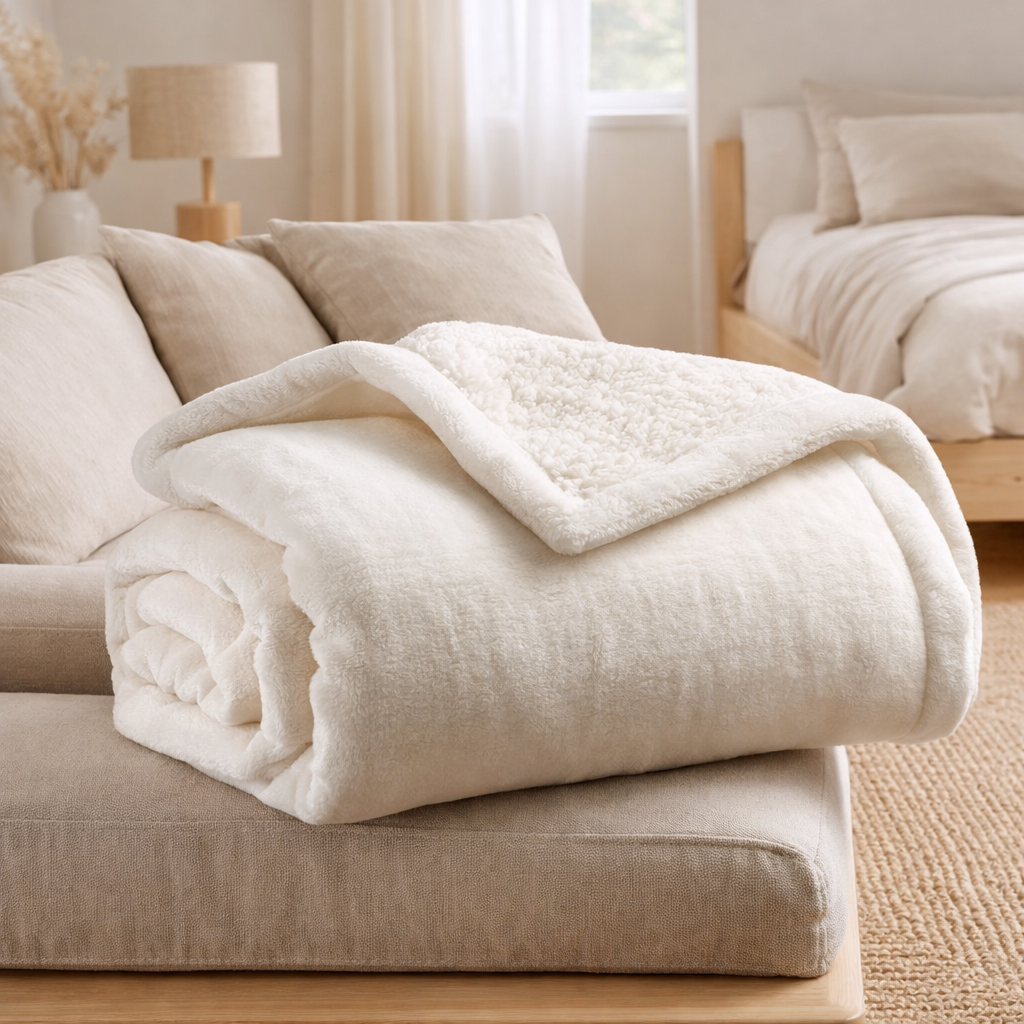 Maxi plaid Michka Neige 180 x 220 en situation