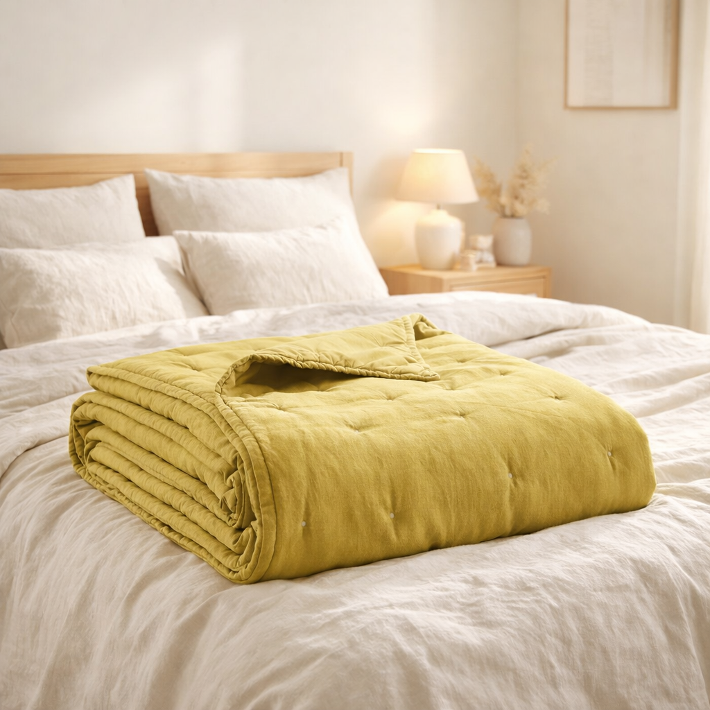 Jeté de lit Stonewashed Zeff Absynthe 180 x 260 en situation