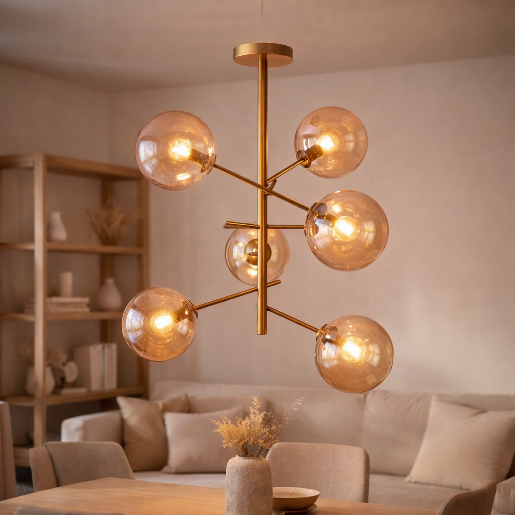 Lampe suspendue Ross Amber | 6 - 60 cm en situation