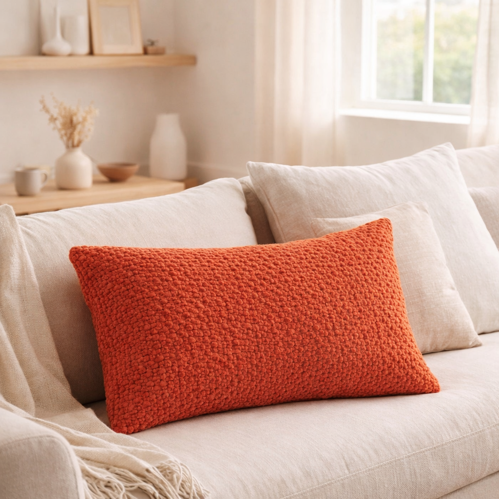 Coussin stonewashed Tana Rooibos 40 x 65 en situation