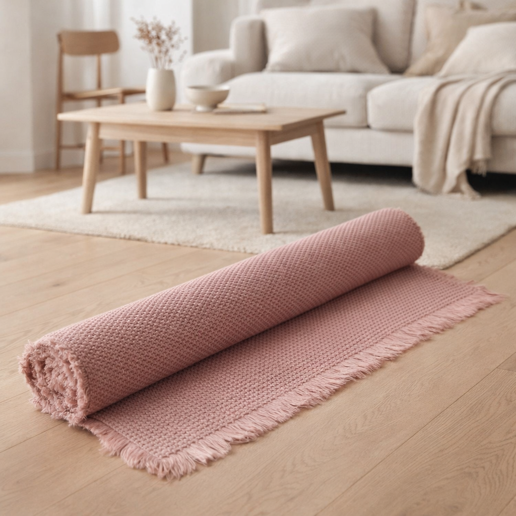 Tapis de bain uni Elly Blush 54 x 64 en situation