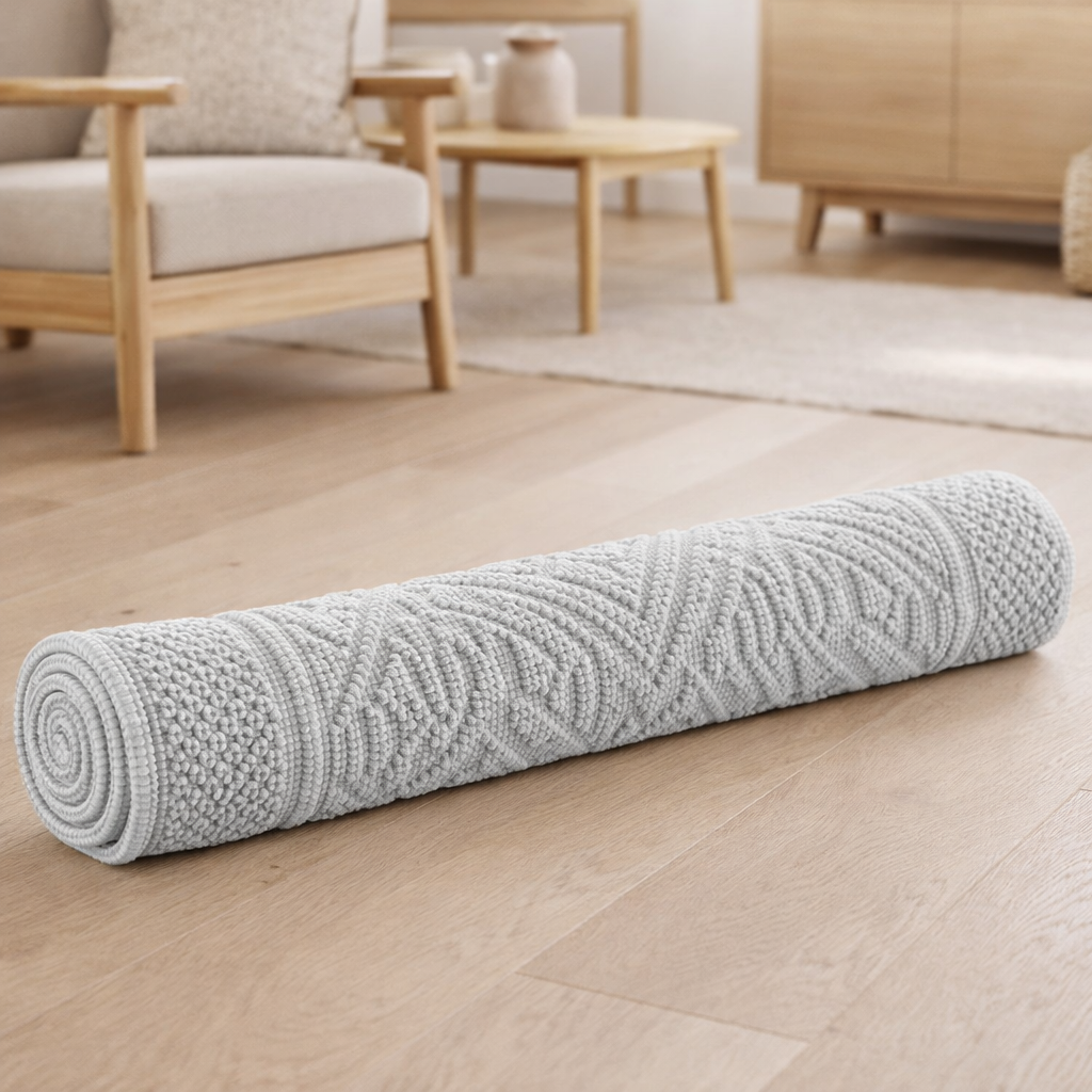 Tapis de bain uni Enzo Perle 54 x 110 en situation