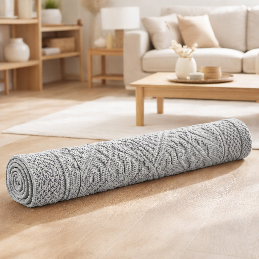 Tapis de bain uni Enzo Perle 54 x 110 en situation