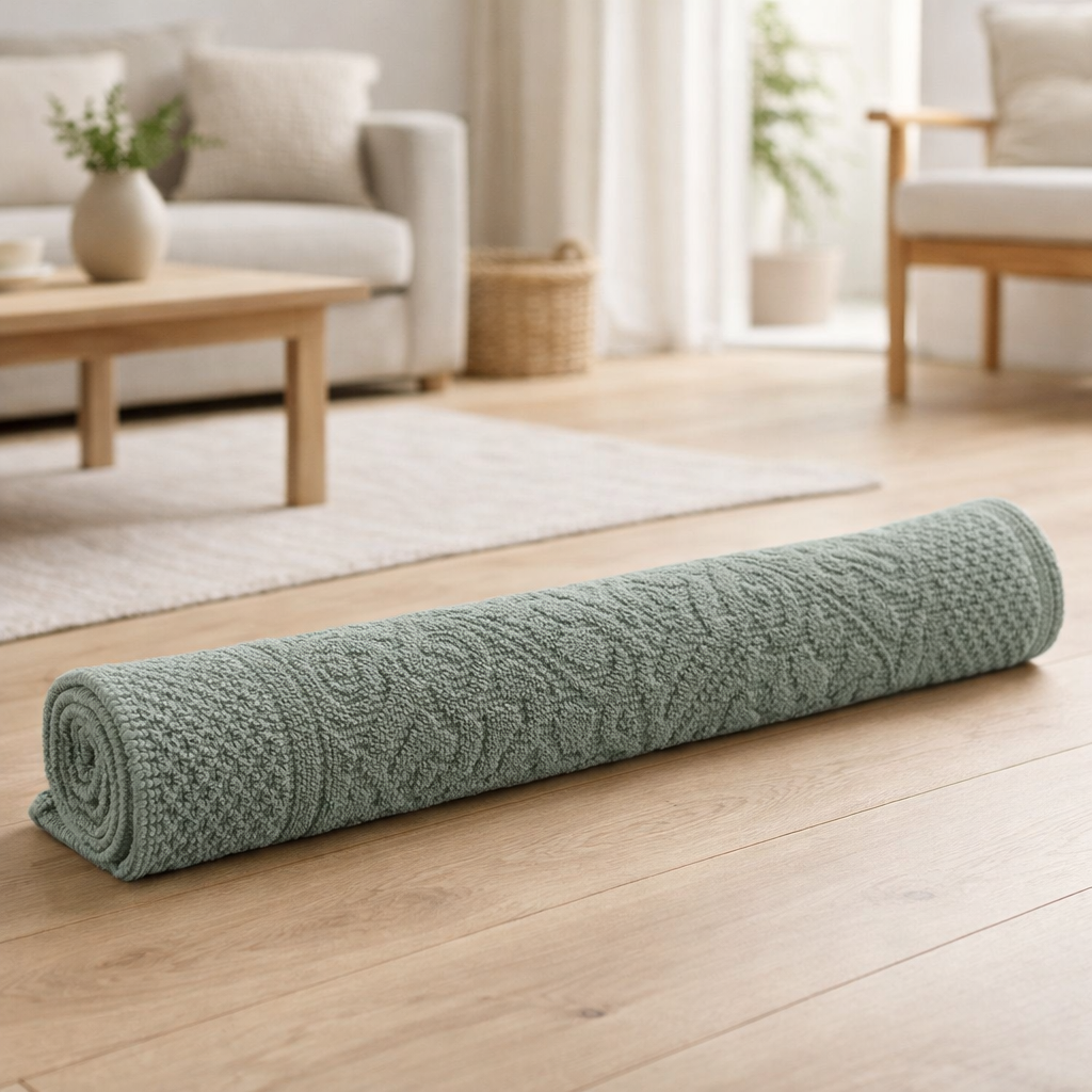 Tapis de bain uni Enzo Thym 54 x 110 en situation