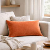 Coussin uni Elise Marmelade 30 x 50 en situation