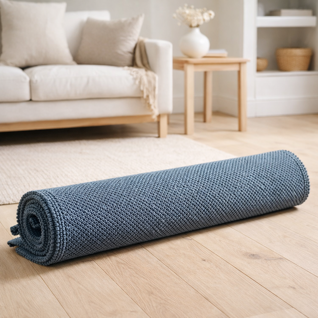 Tapis de bain uni Etia Indigo 54 x 110 en situation