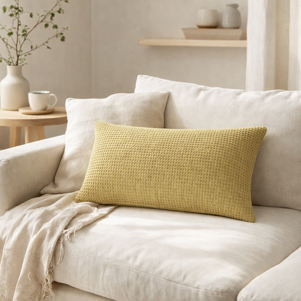 Coussin Maia Vert Badiane 30 X 50 en situation
