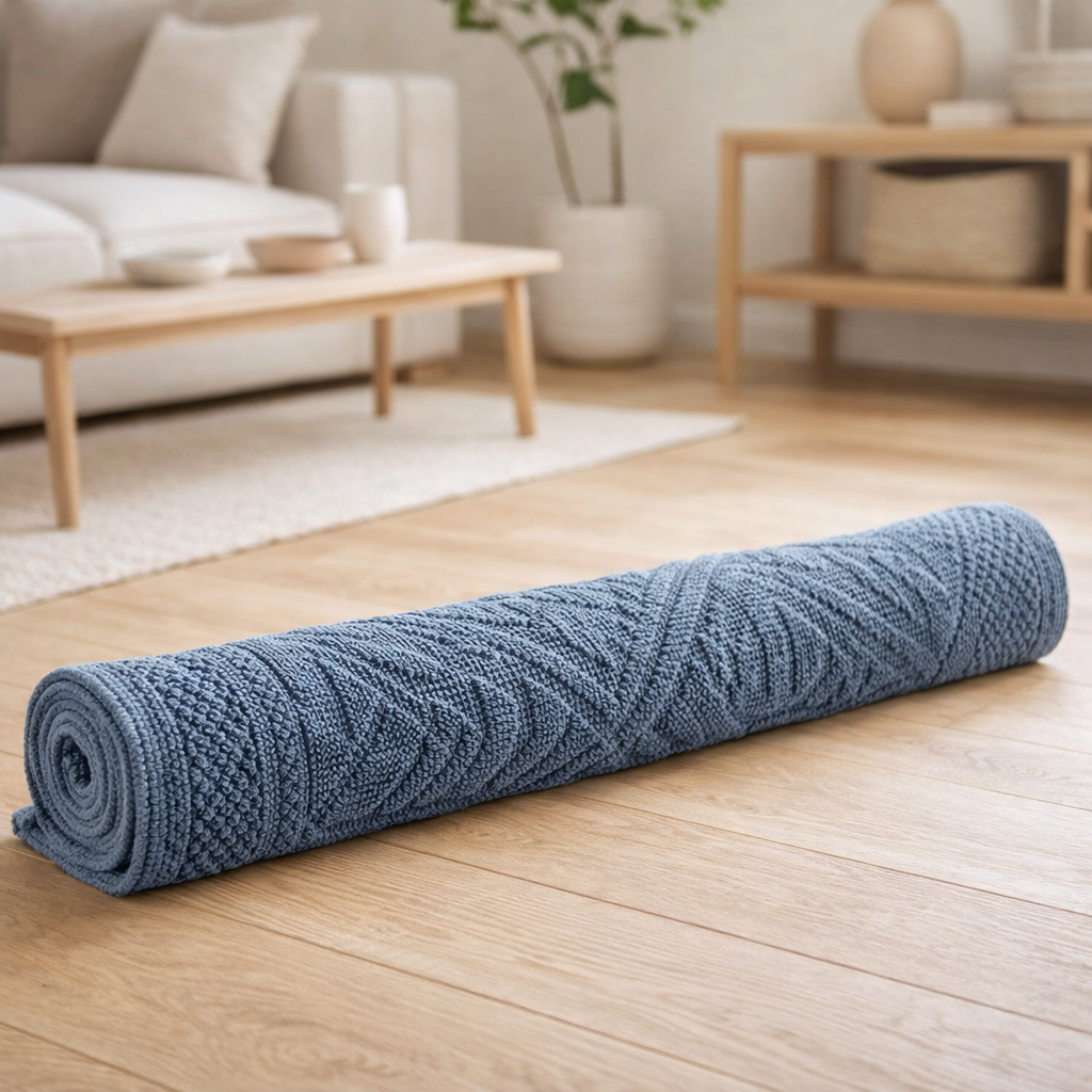 Tapis de bain uni Enzo Tempête 54 x 110 en situation