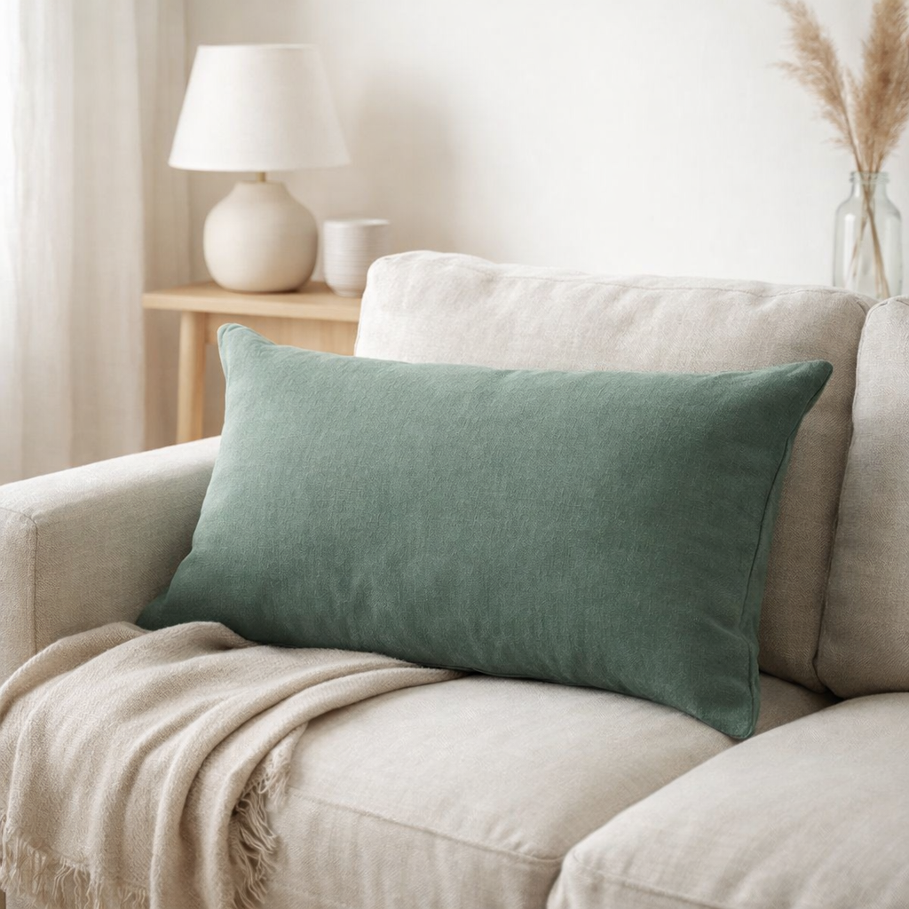 Coussin uni Zeff Thym 40 x 65 en situation