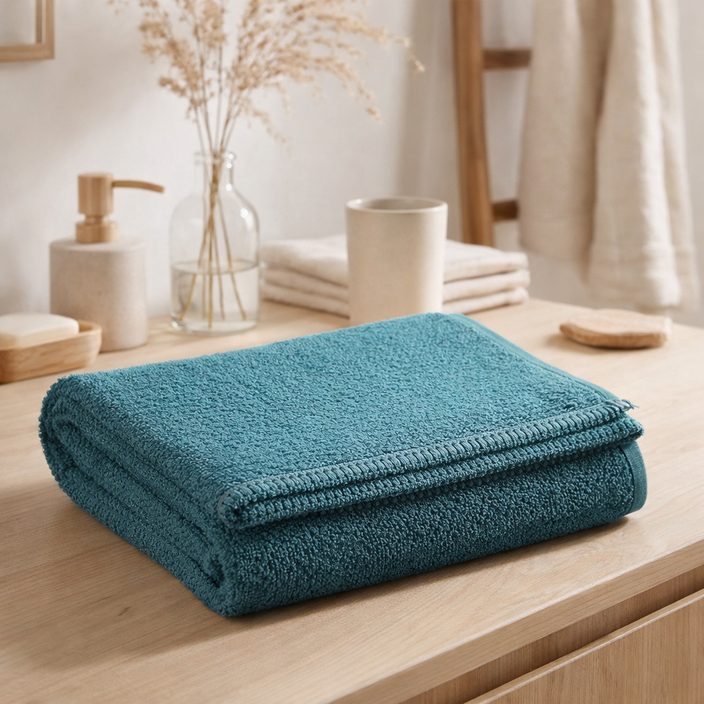 Drap de bain Bora Paon 90 x 150 en situation