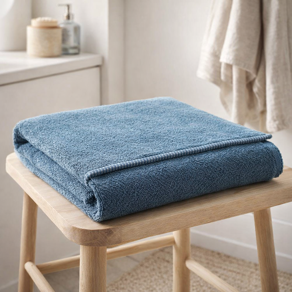 Drap de bain Bora Acier 90 x 150 en situation