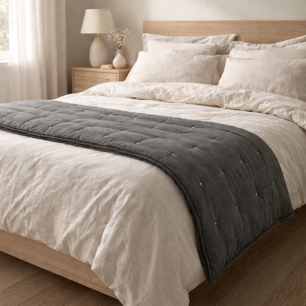 Chemin de lit stonewashed Zeff Tonnerre 90 x 240 en situation