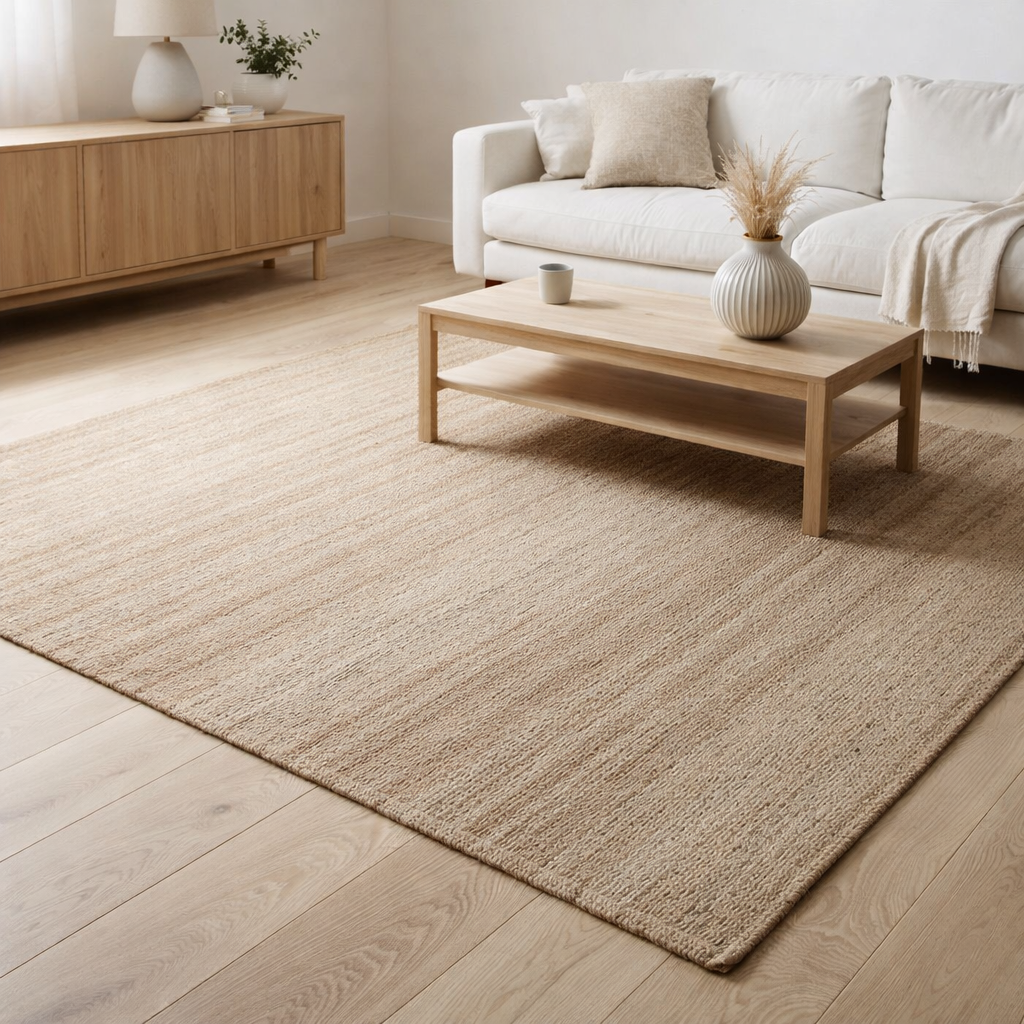 Tapis uni Jarod Naturel 140 x 200 en situation