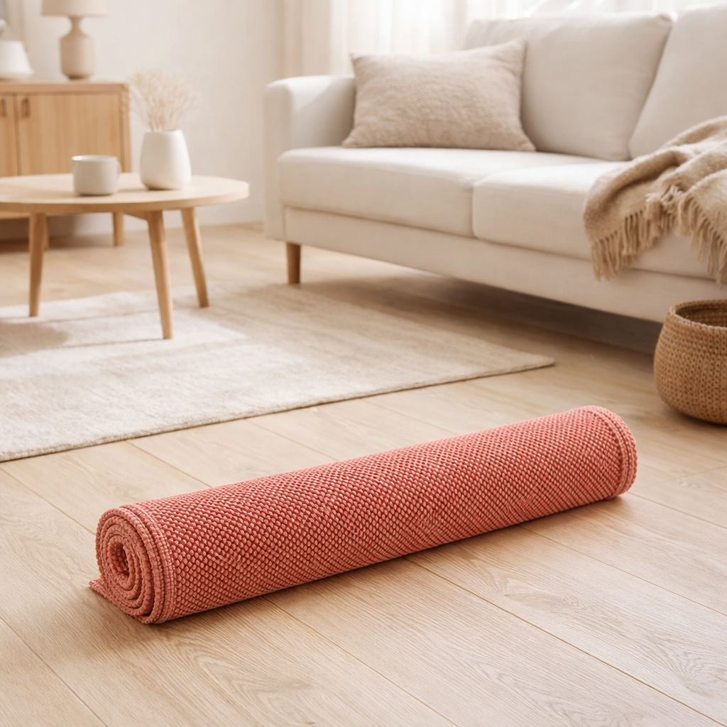 Tapis de bain uni Etia Corail 54 x 110 en situation