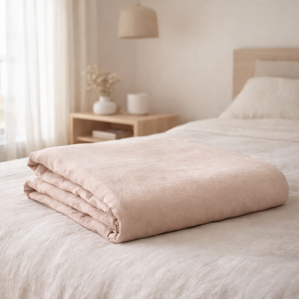 Housse de couette stonewashed Zeff Aubepine 260 x 240 en situation