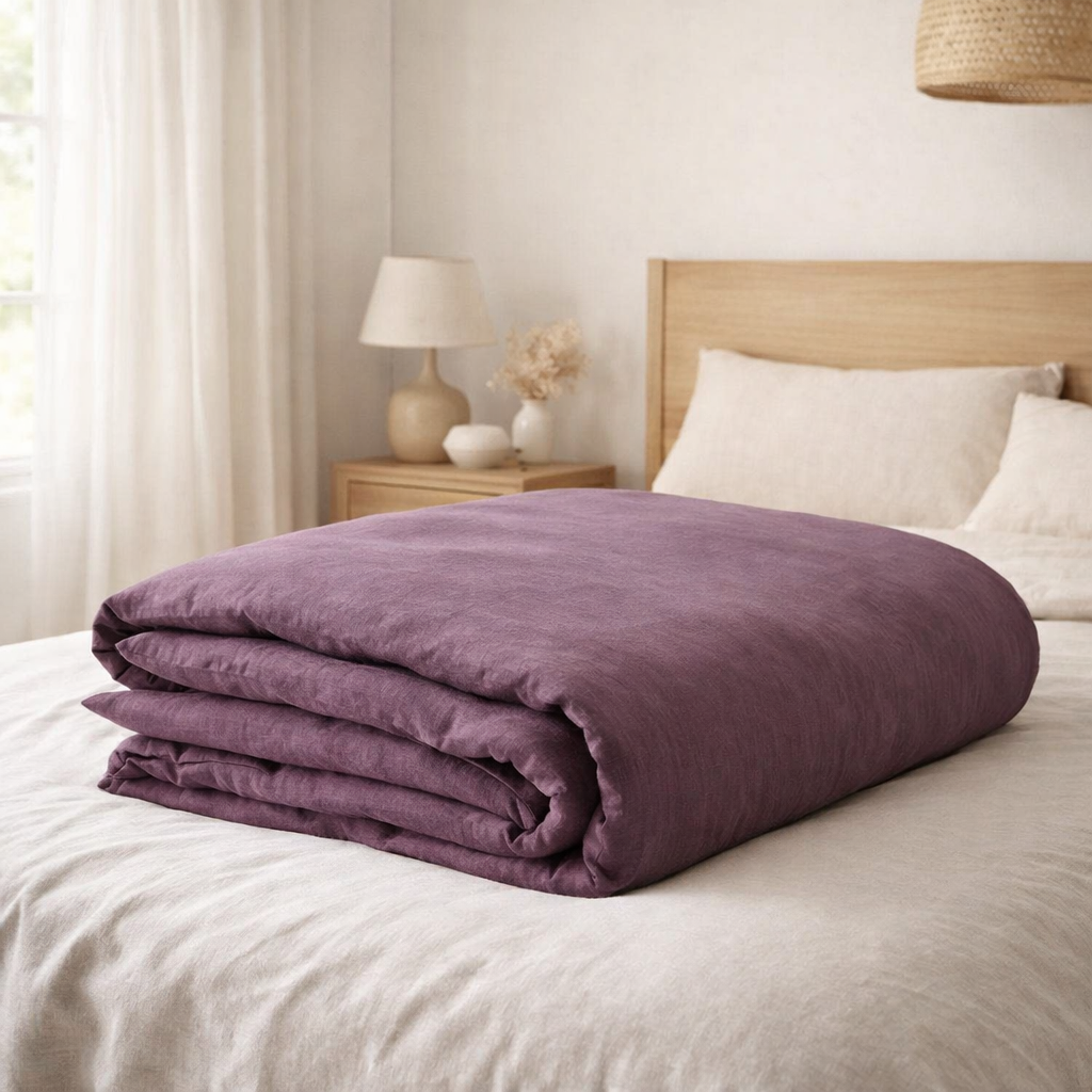 Housse de couette stonewashed Zeff Raisin 260 x 240 en situation
