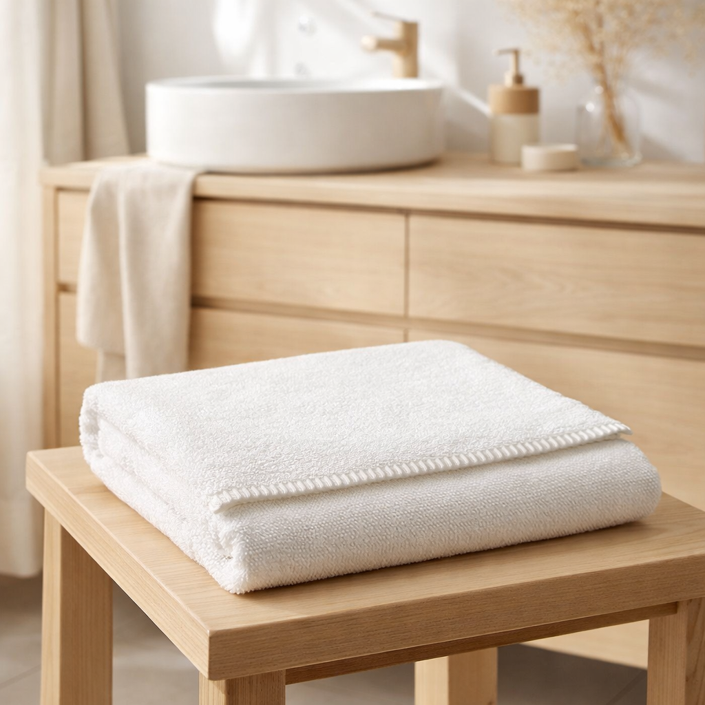 Drap de bain Bora Blanc 90 x 150 en situation