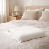 Drap housse stonewashed Zeff Blanc 180x200 bonnet 30cm en situation