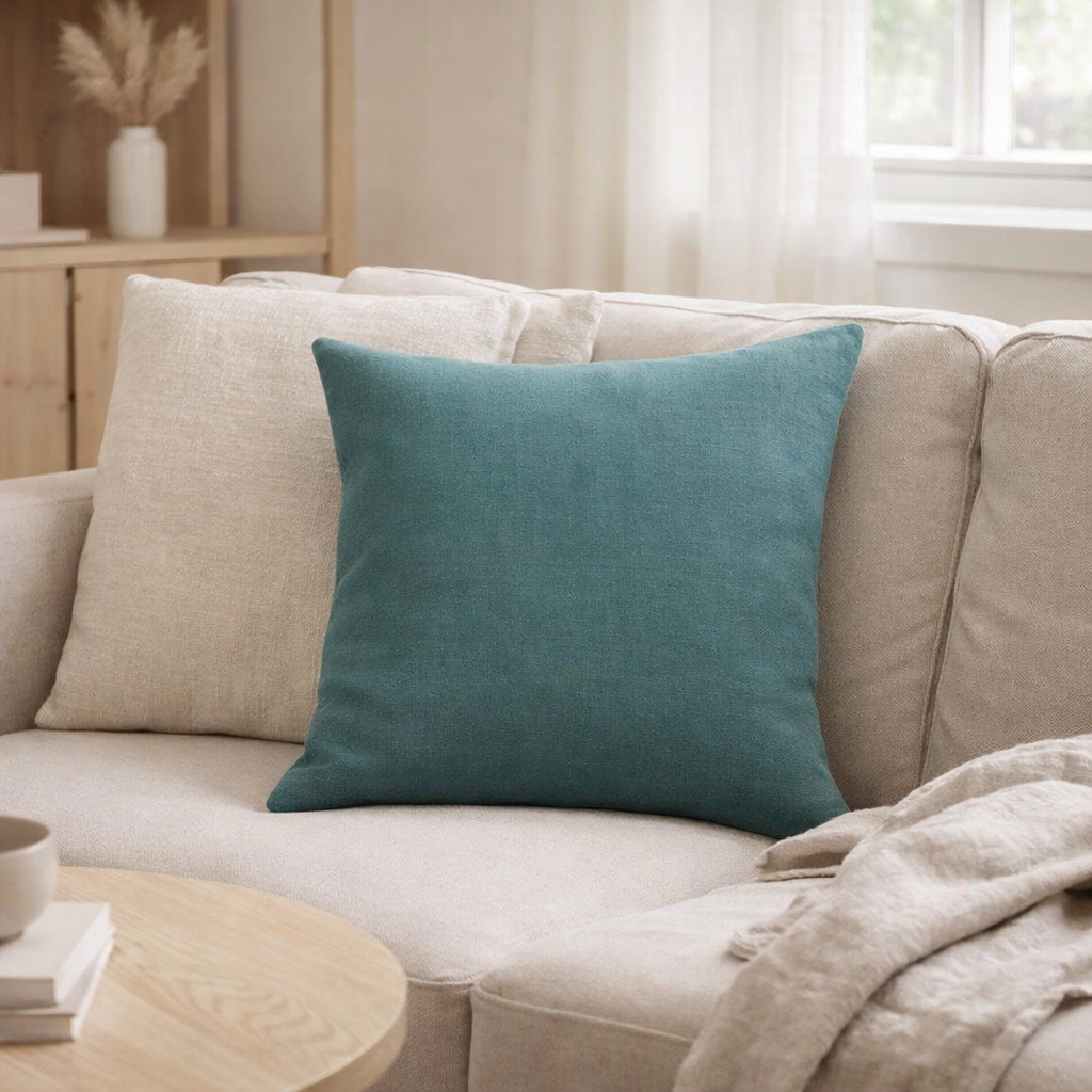 Coussin uni Zeff Prusse 45 x 45 en situation