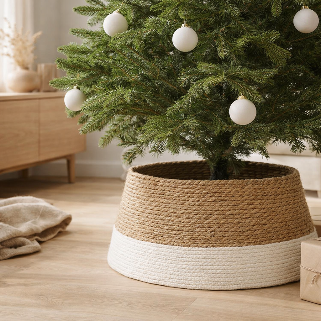 Jupe de sapin de Noël Blanc cassé en situation