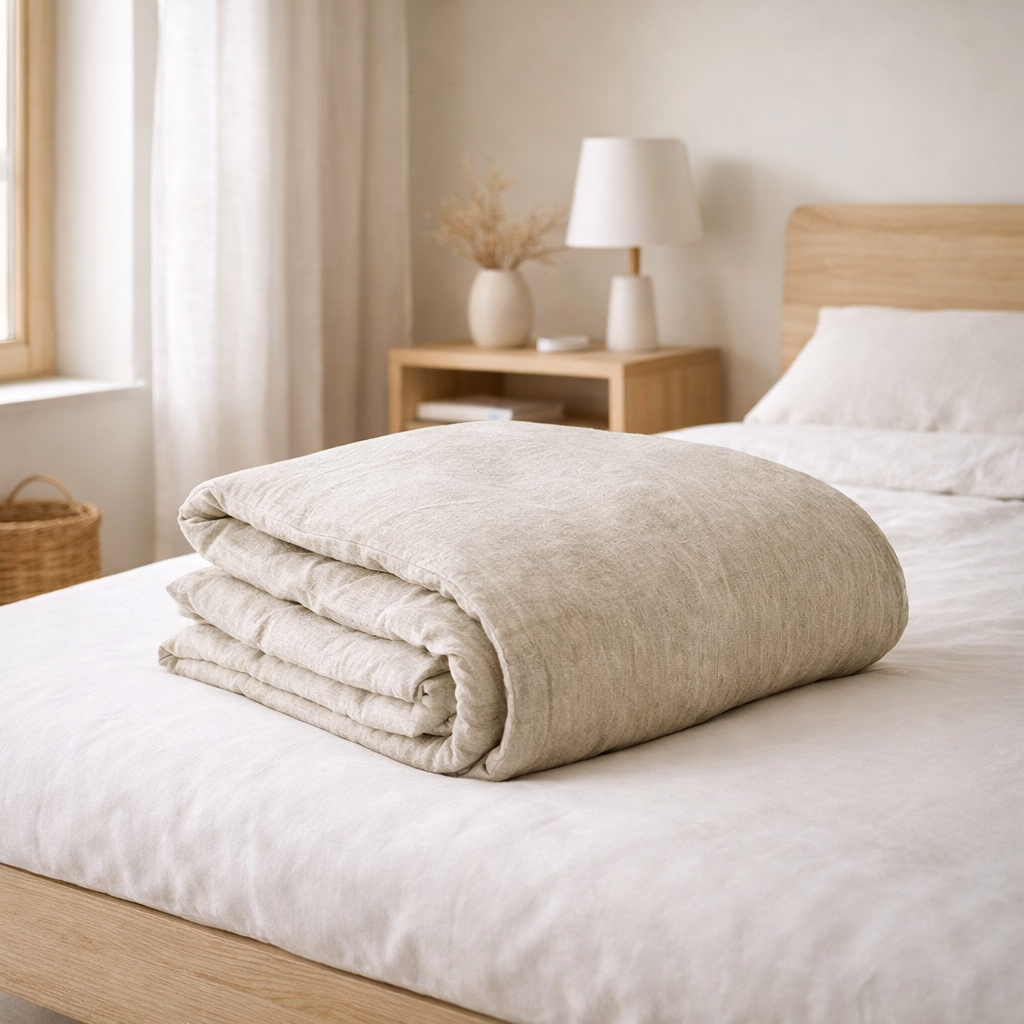 Housse de couette Stonewashed Zeff Naturel 240 x 220 en situation