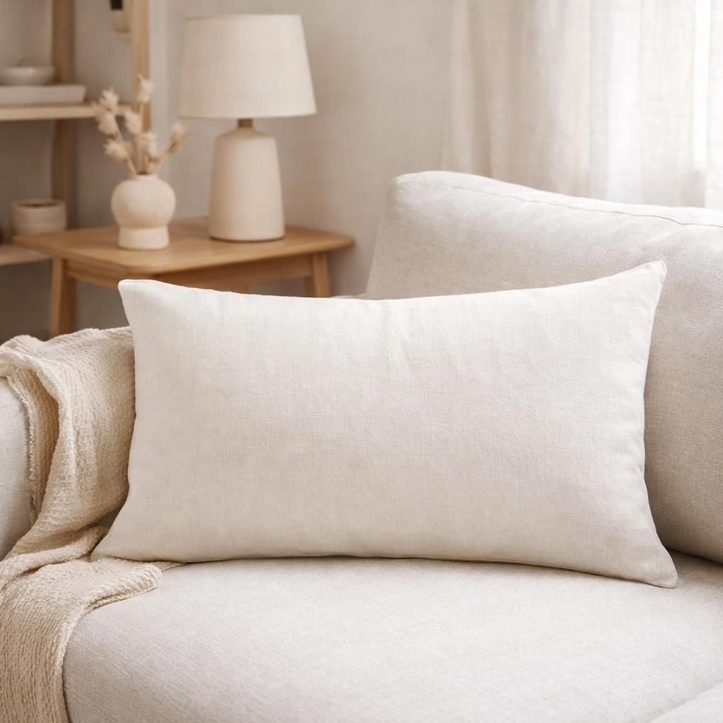 Coussin uni Zeff Blanc 40 x 65 en situation