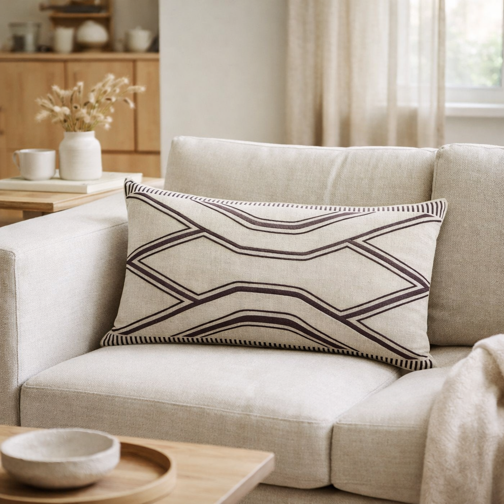 Coussin Zeff Johan Raisin 40 x 65 en situation